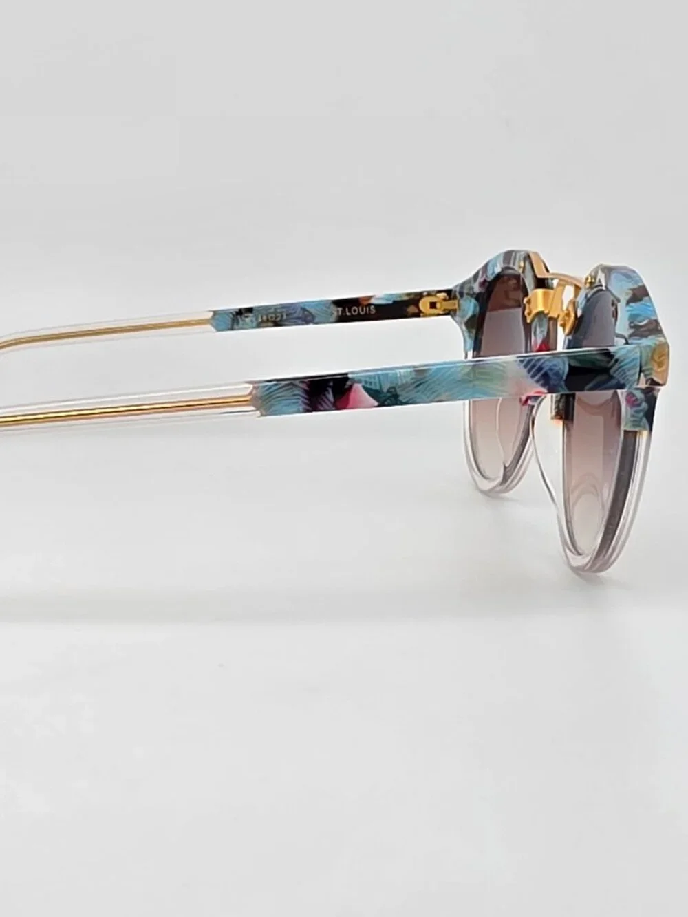 Krewe St. Louis Rio Confetti to Marine 24K Frame Silver Mirror Lens Sunglasses